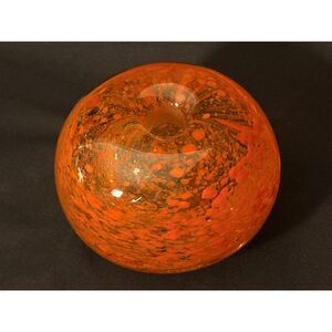 Vintage Orange Splatter Art Glass Rose Bowl Vase